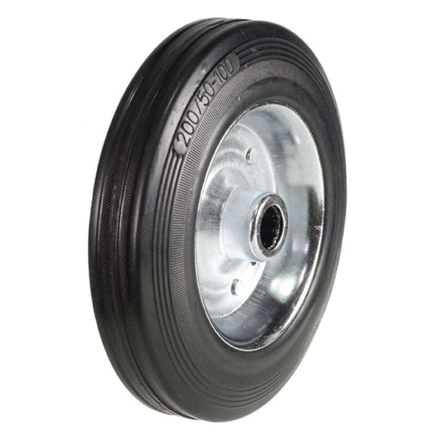 Picture of Black Solid Rubber Tyred Wheels With Metal Centres